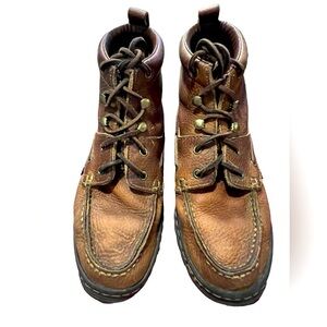 Justin LO991 Chip Brown Leather Lace-Up Moc Toe Chukka Boots Women US 8 medium